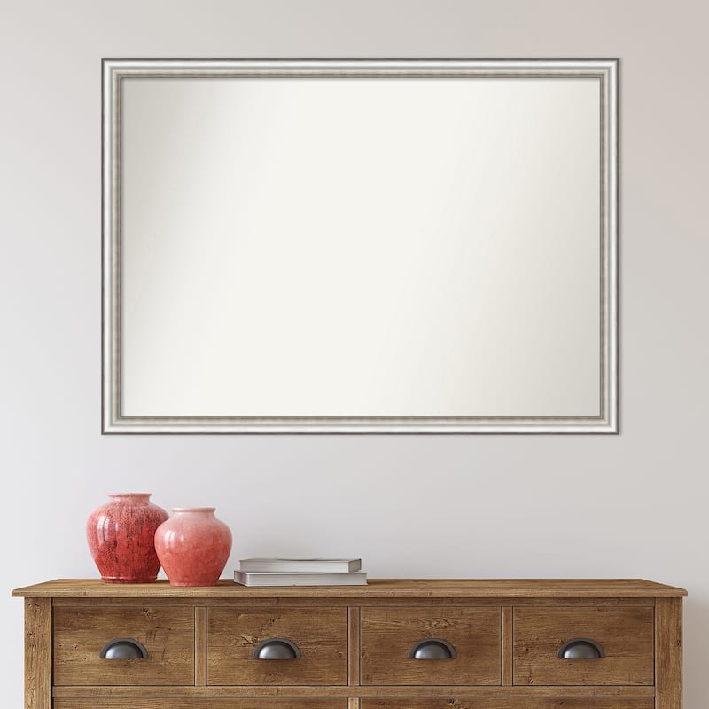 Non-Beveled Bathroom Wall Mirror - Salon Silver Narrow Frame - Salon Silver Narrow