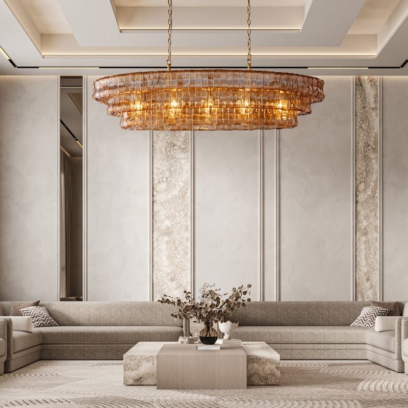 KAYLA 36 in. 6-Lights Gold Crystal Drum Chandelier