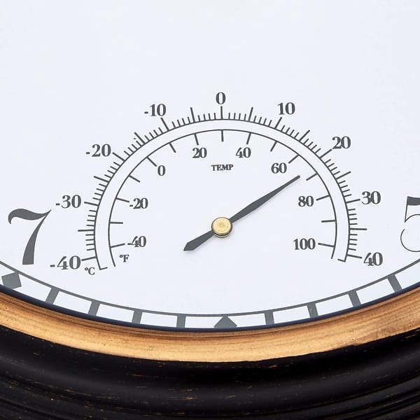 Farmlyn Creek Outdoor Clock and Temperature Gauge Thermometer for