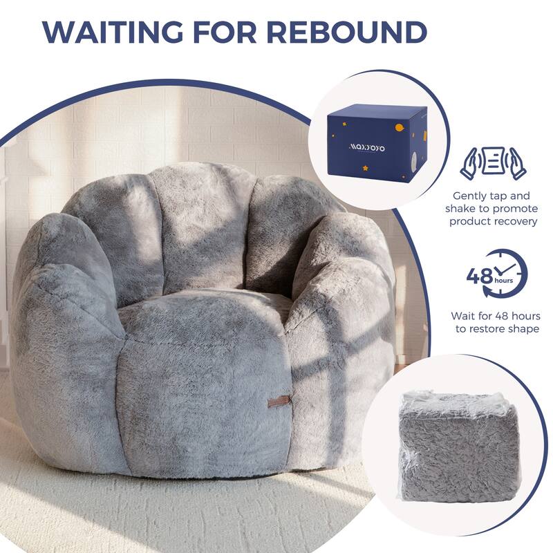 Single Faux Far Floral Shaped Bean Bag Chair