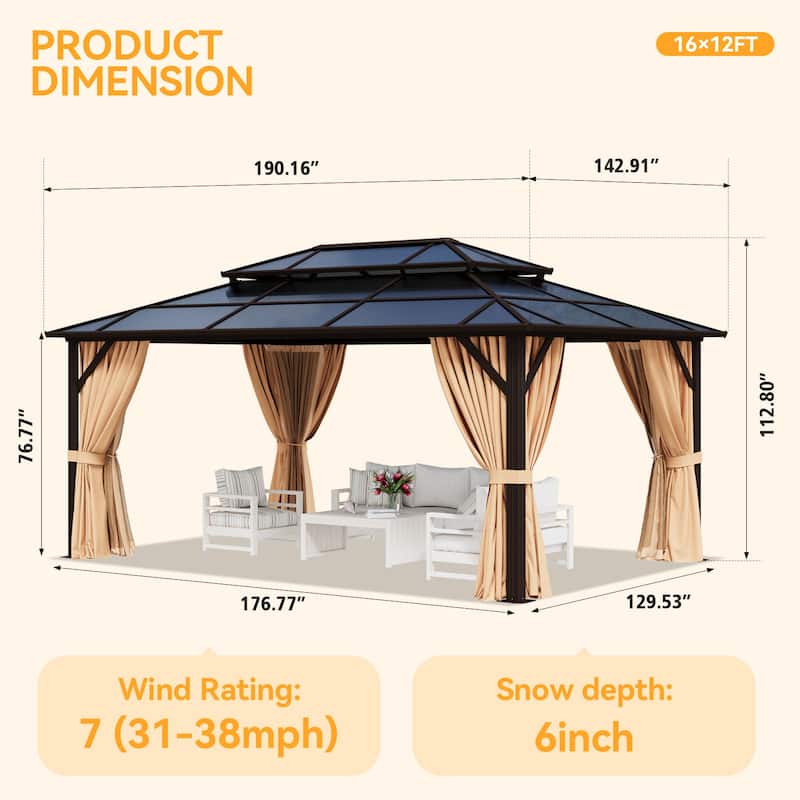 12' x 16' / 12' x 20' Hardtop Gazebo