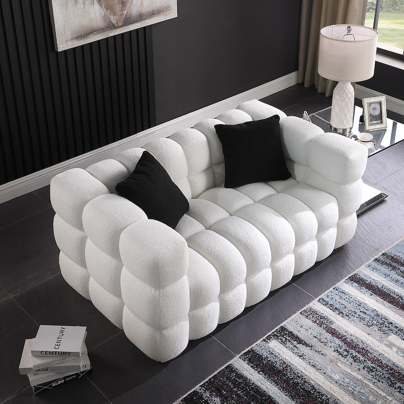 2seater Cloud Couch, Marshmallow Boucle Fabric Couches Loveseat Sofa