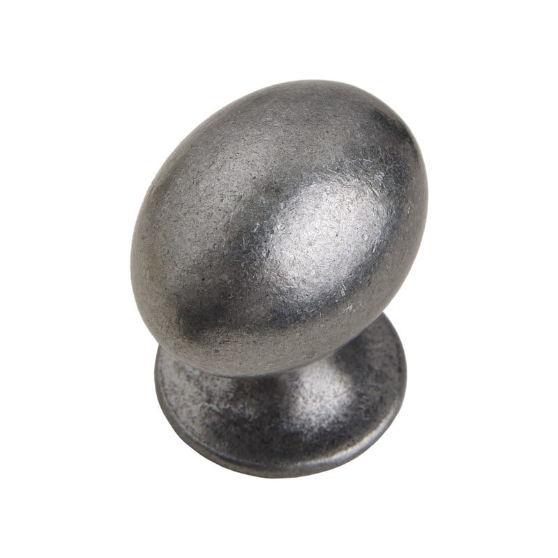 Utopia Alley Danbury Oval Cabinet Ring Pull Knob - Vintage Cabinet Hardware with Hand Finished Antique Iron, Pull Knobs 1.3" - 1 pack - Antique Iron