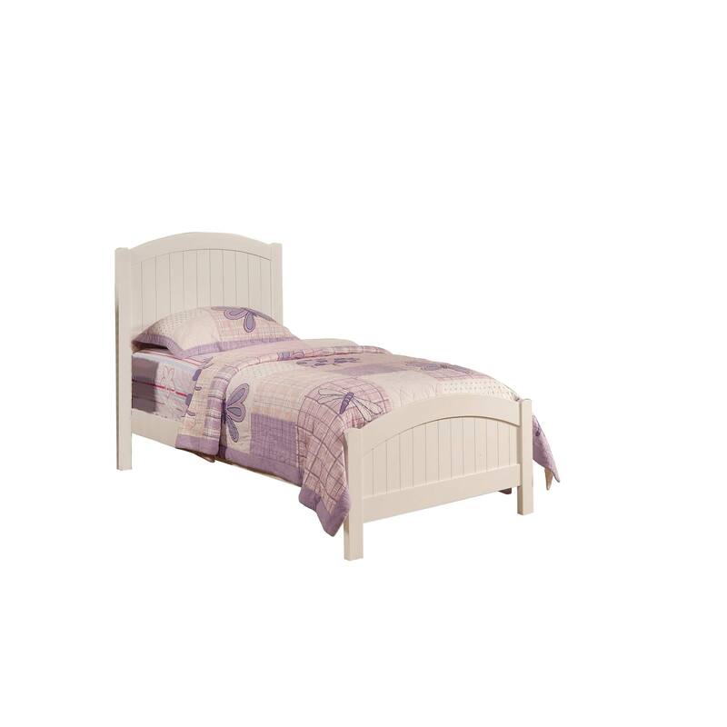 Twin Size Plywood Platform Bed Set with Vertical Line Headboard, Nightstand and 5-Drawer Chest