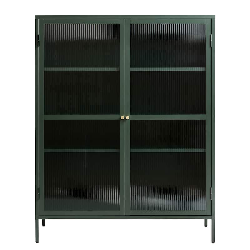Rye Studio Brianne Modern Metal & Glass 55" Display Cabinet - Green