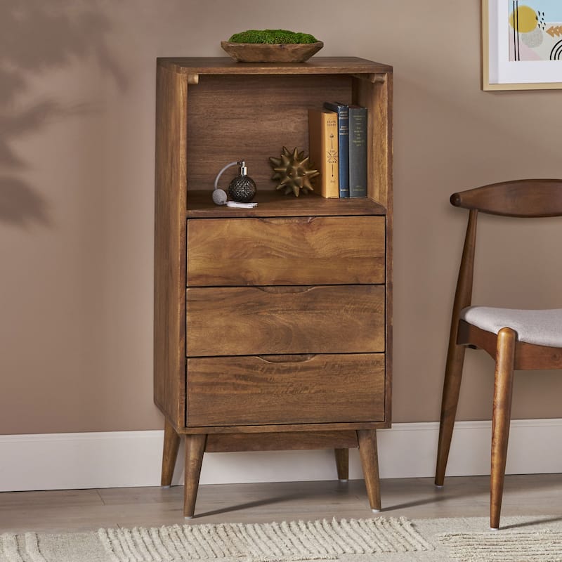 Rabun Indoor Mango Wood Handcrafted 3 Drawer Chest by Christopher Knight Home - Light Oak - 3-drawer