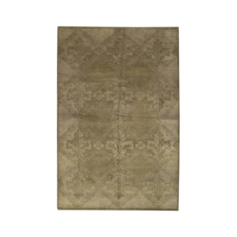 Beige Handmade Wool Transitional Rug 10' x 14' - Hand Knotted Natural Dyes Soft Pile Cotton Foundation - N/A