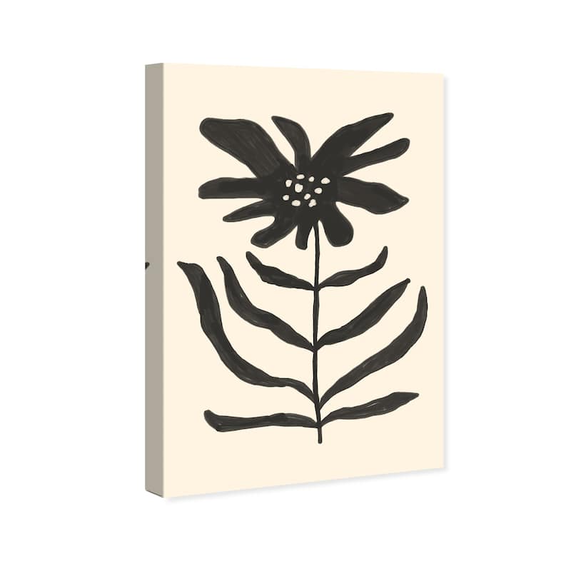 Wynwood Studio Floral and Botanical Growing Minimalist II Black and Cream White Modern & Contemporary Wall Art Canvas Print