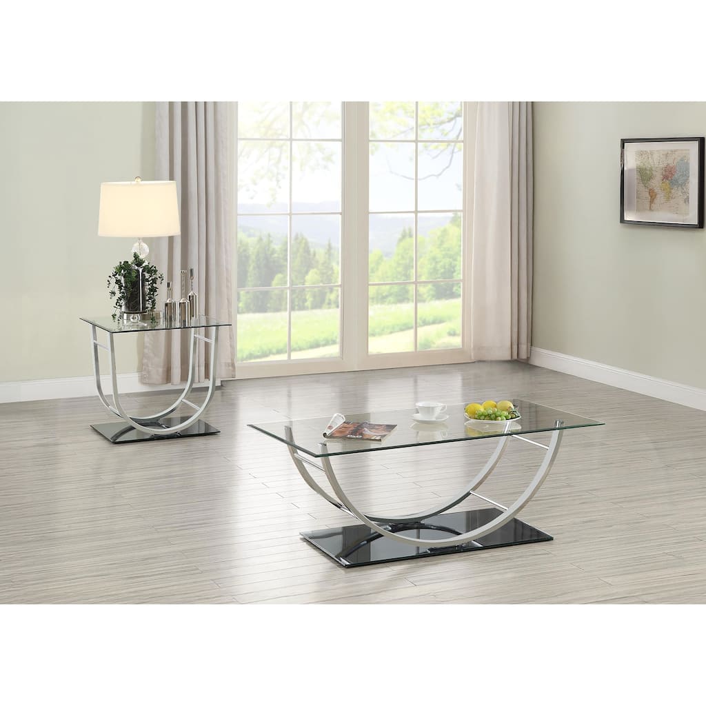 Danville Glass Top Coffee And End Table Set Chrome