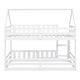 preview thumbnail 12 of 13, House Bunk Bed Toddler Floor Bed Solid Wood Kids Bed with Safety Fence and Lockable Small Door for Kids-Twin over Twin, White