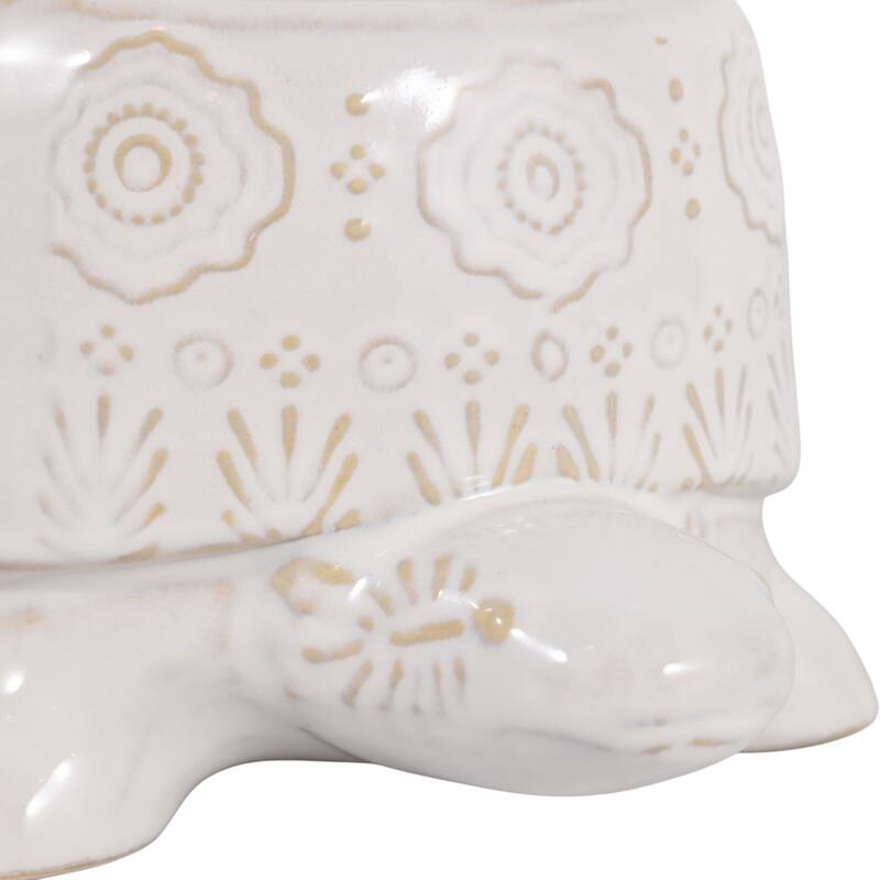 Lavender Turtle Ceramic Scented Candle - 7", White & Ivory - 6.5"