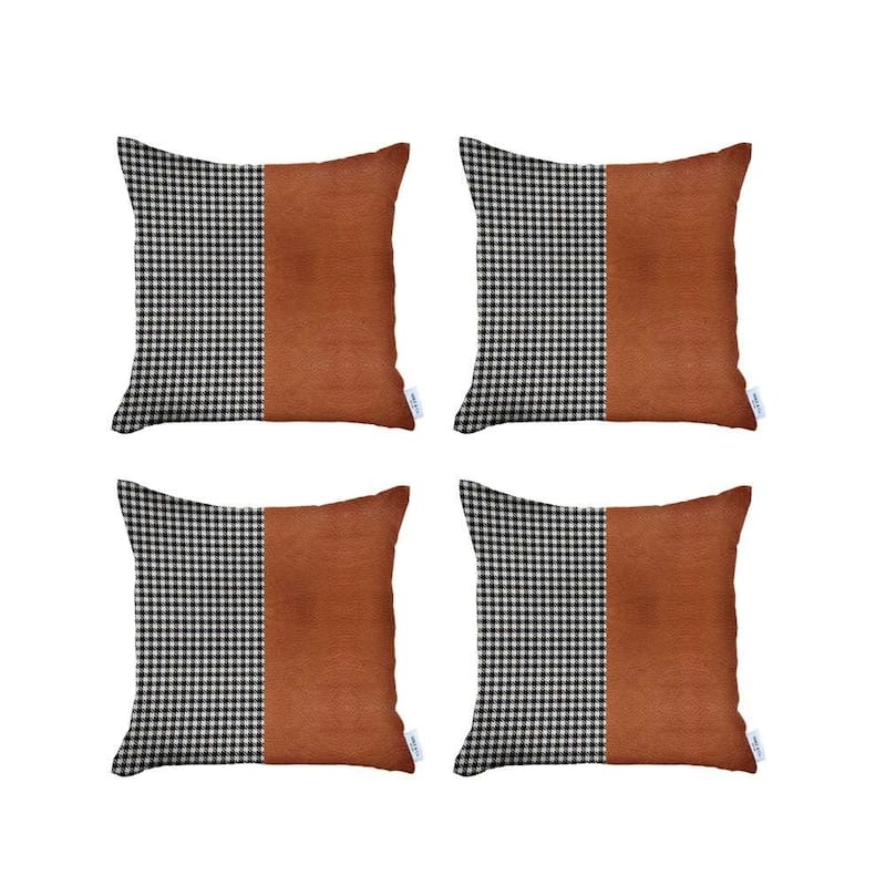 Set of Four 18" Red Faux Leather Throw Pillow Covers