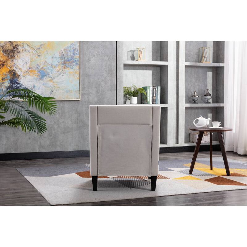 Linen Nailhead Accent Solid Wood Leg Living Room Armchair
