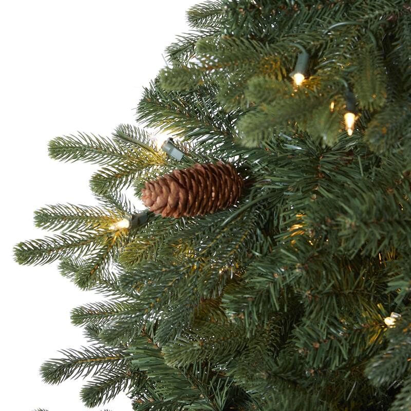 5.5ft. Fir Artificial Christmas Tree with 250 Clear Lights, Pine Cones & 800 Branches - Natural Holiday X-Mas Glow