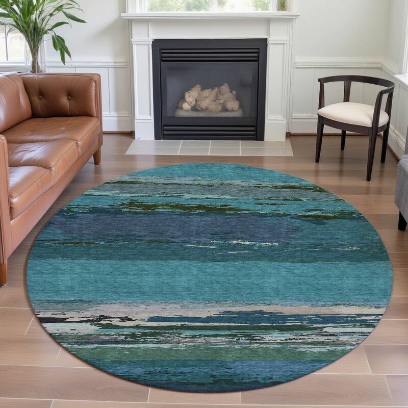 Premium Washable Super Soft Abstract Ombre Mayfield Rug - Teal - 8' x 8'