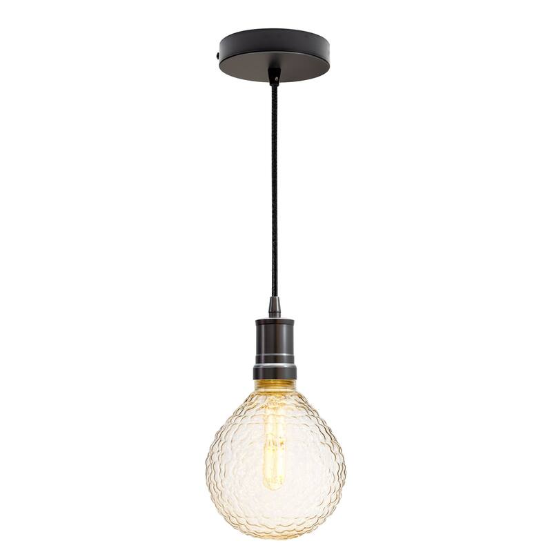 G125 Globe Pendant Light + LED Bulb – Gunmetal, Shatter-Resist, Indoor/Outdoor - Large - String Lights - Black