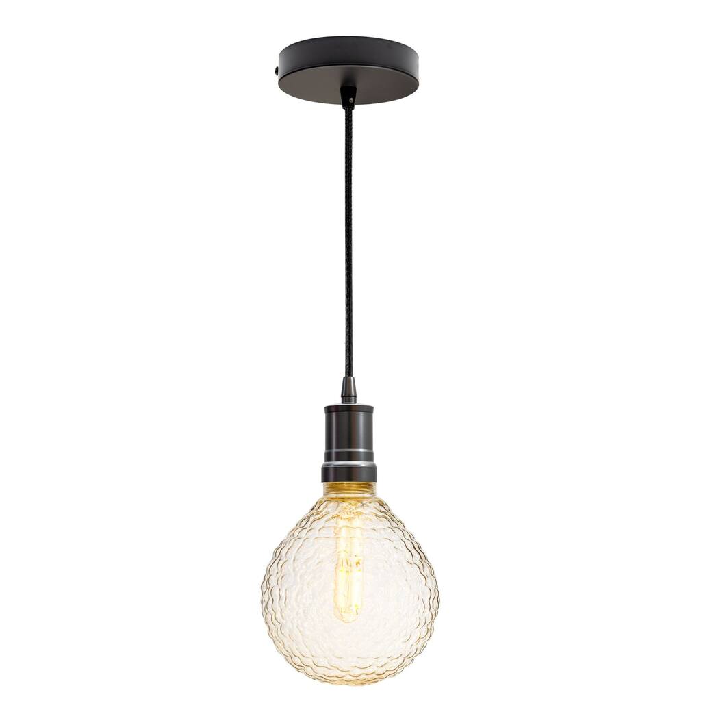 G125 Globe Pendant Light + LED Bulb – Gunmetal, Shatter-Resist, Indoor/Outdoor - Large