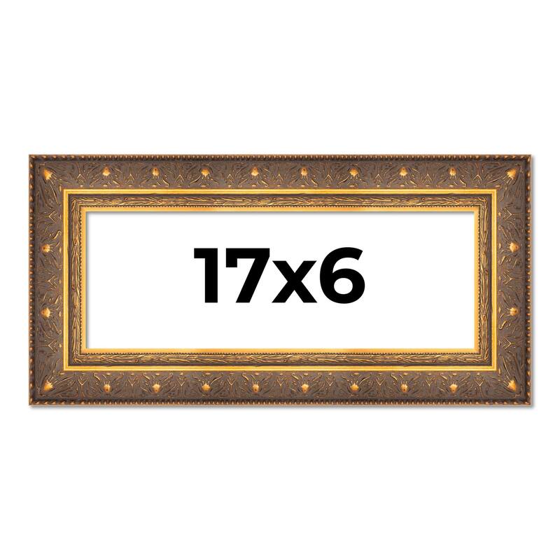 17x6 Frame Vintage Gold Solid Wood Picture Frame | 2.5 Inch Moulding
