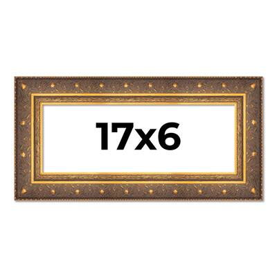 17x6 Frame Vintage Gold Solid Wood Picture Frame | 2.5 Inch Moulding