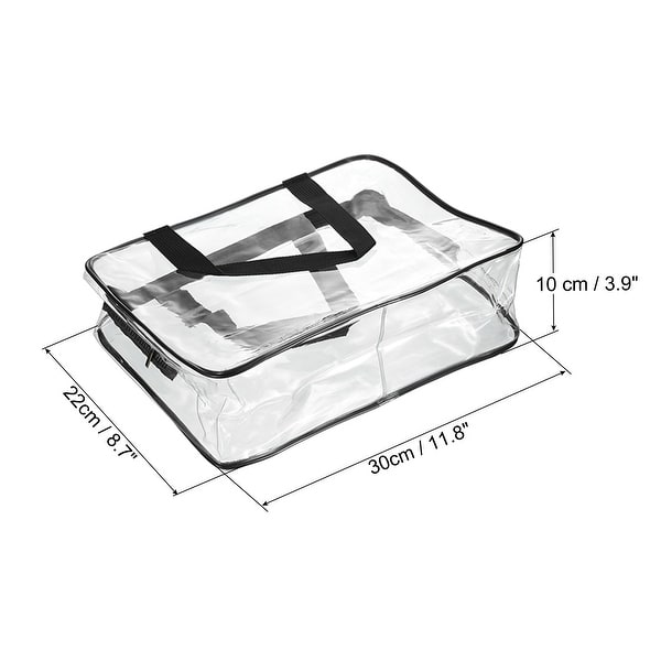 dimension image slide 1 of 4, 2Pcs Clear Toiletry Bag Makeup Pouch with Zipper Handle - 11.8x3.9x8.7"