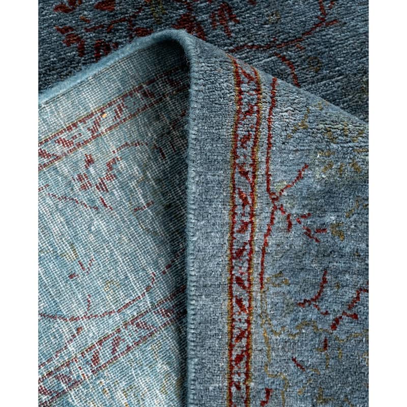 Overdyed One-of-a-Kind Hand-Knotted Runner Rug - Blue - 2' 7" x 4' 6"