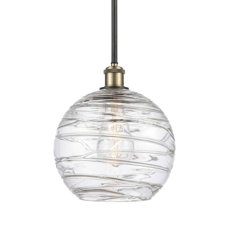Innovations Lighting 516-1S-13-10 Athens Pendant Athens 10" Wide - Clear Deco Swirl / Black Antique Brass