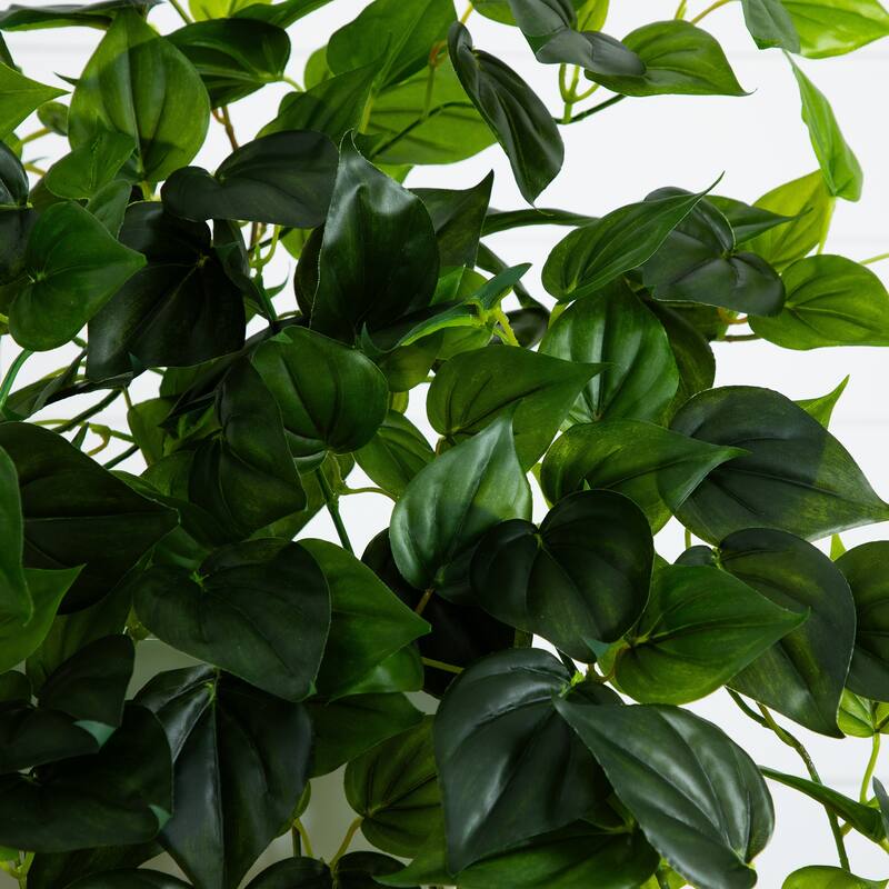 Philodendron Artificial Hanging Plants - 32" - Green - Set of 2