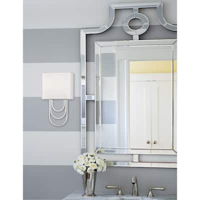 Mitzi by Hudson Valley Farah 2-light Polished Nickel ADA Wall Sconce, White Linen
