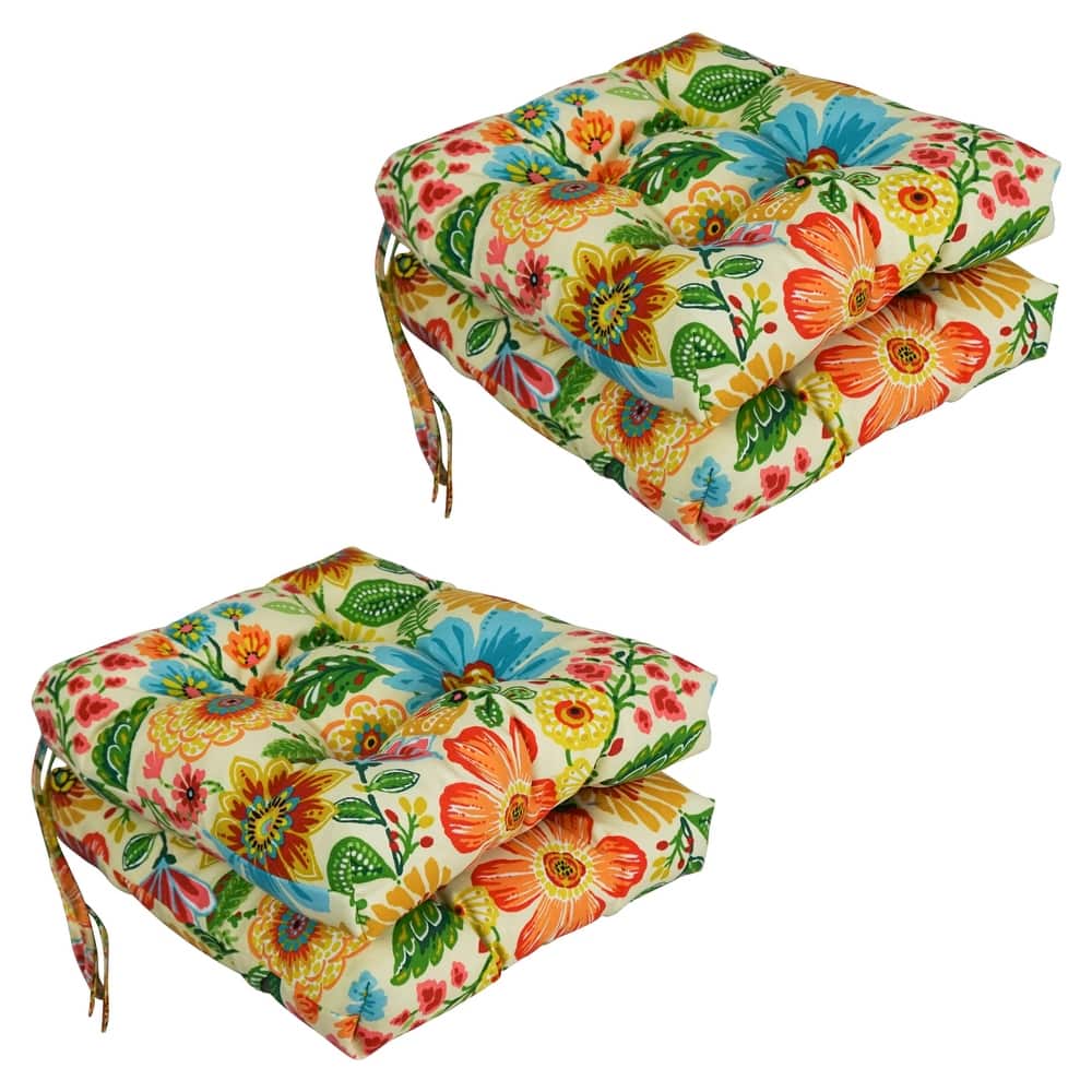 16-inch Square Tufted Indoor/Outdoor Chair Cushions (Set of 4) - 16"