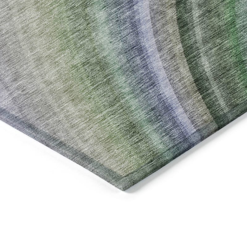 Machine Washable Indoor/ Outdoor Chantille Abstract Wave Rug