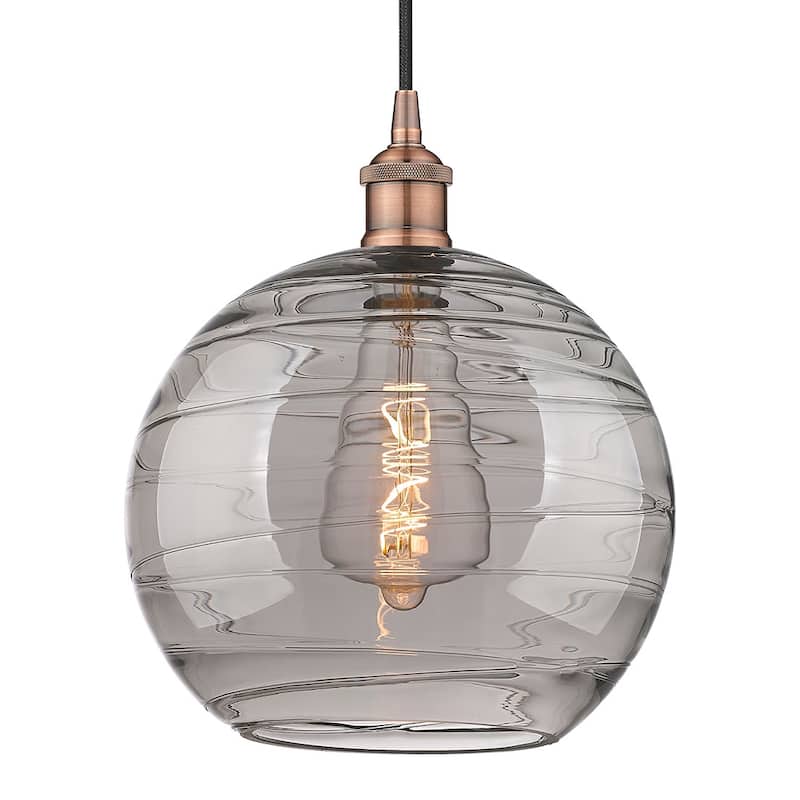 Innovations Lighting 616-1P 13 12 Athens Deco Swirl Pendant Athens - Antique Copper / Light Smoke Deco Swirl
