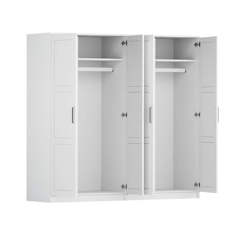 Palace Imports 100% Solid Wood 4-Door Urban Wardrobe Armoire with Solid Doors