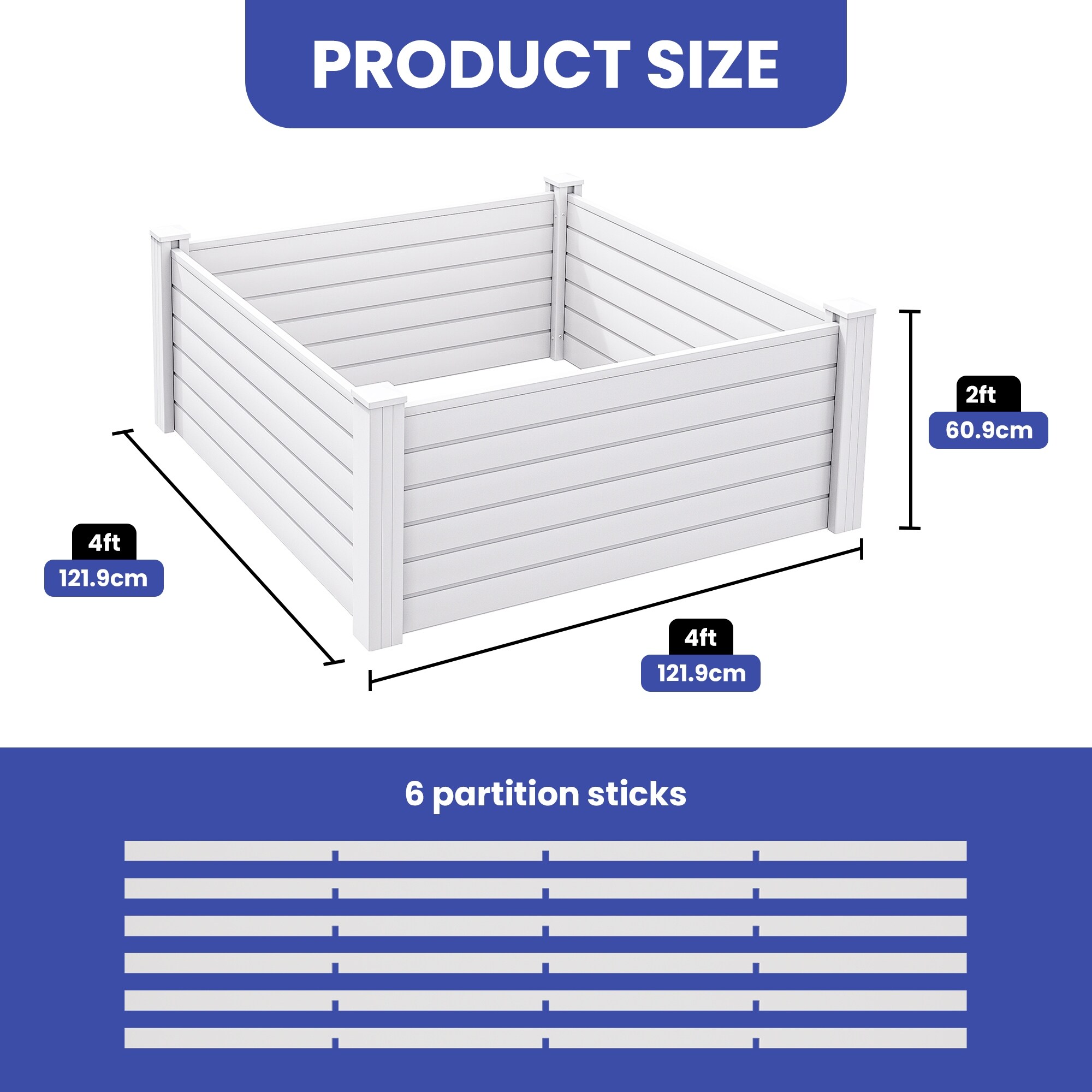 4'W X 4'D X 2'H Raised Garden Bed - 4'W X 4'D X 2'H - Bed Bath