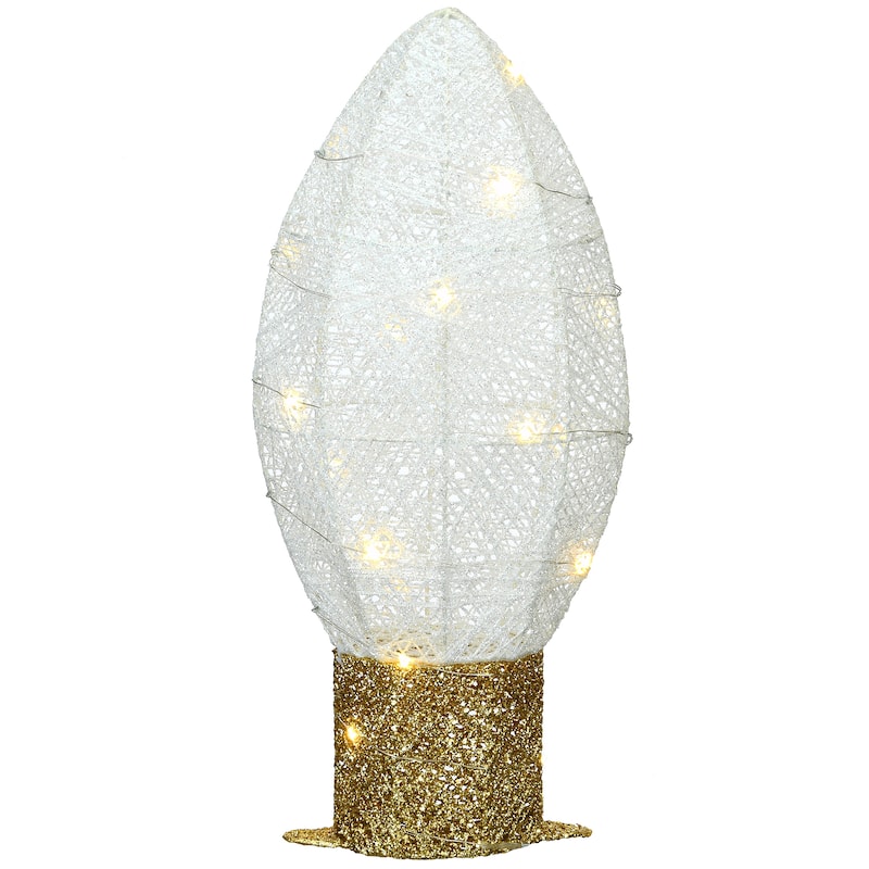 National Tree Company 20 in. Pre-Lit White Christmas Light Bulb Decoration - 20 in