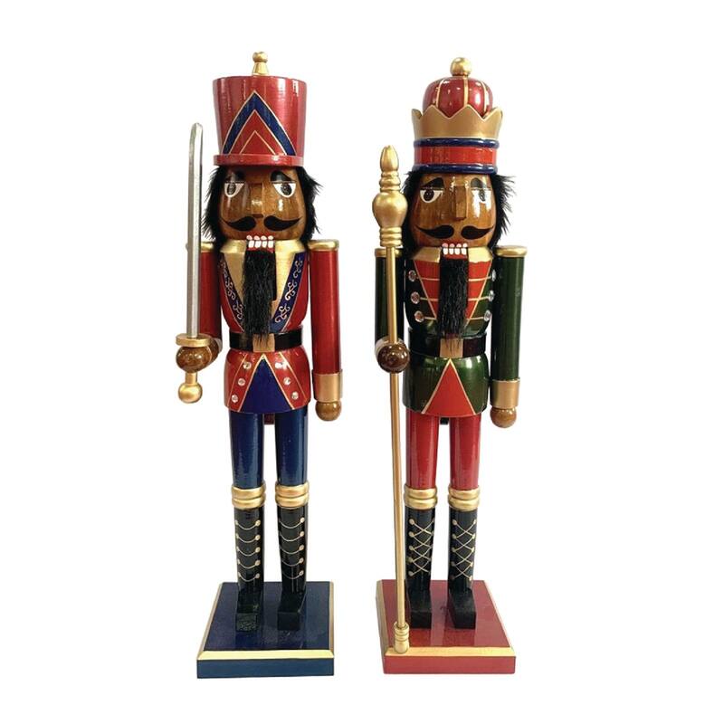 Set of 2 King and Guard Jeweled Christmas Nutcrackers 24"