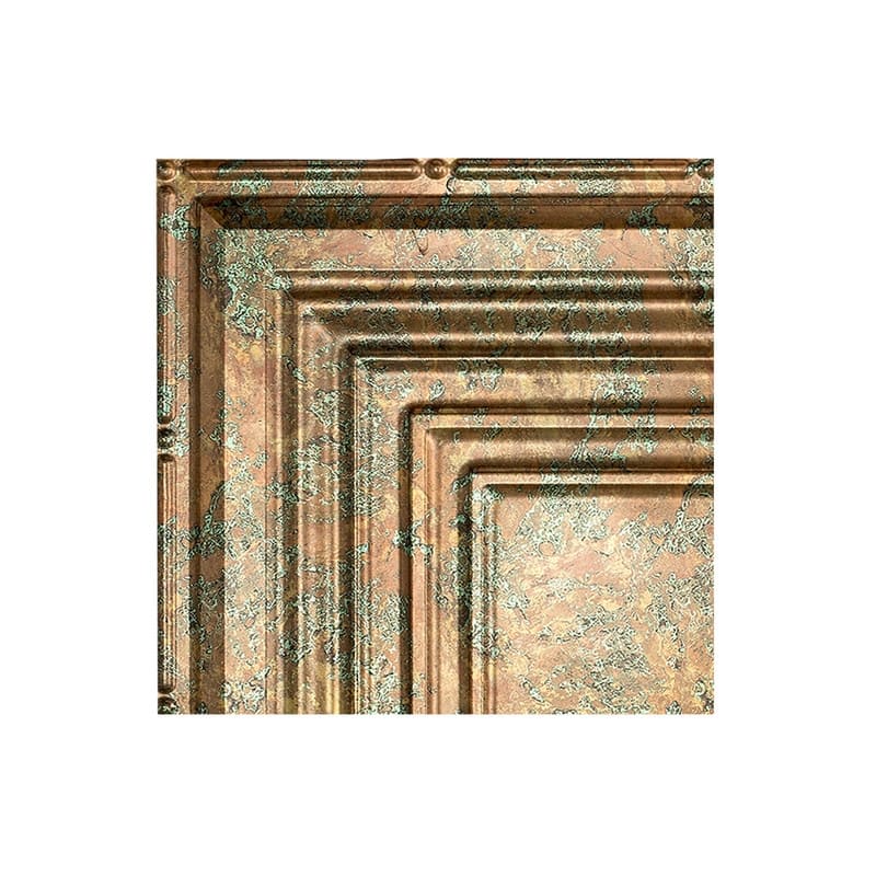 FASÄDE Traditional Style 3 Decorative Vinyl 2ft x 4ft Glue Up Ceiling Panel in Copper Fantasy (5 Pack) - 12in x 12in Sample - Copper Fantasy
