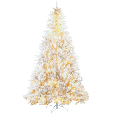 7.5ft Prelit White Artificial Christmas Tree with 500 Warm White LED Lights, Easy Assembly, Holiday Décor