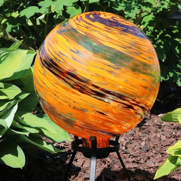Sunnydaze Sunset Sky Glass Outdoor Gazing Ball Globe - 10-Inch - Set of 2 - Set of 2