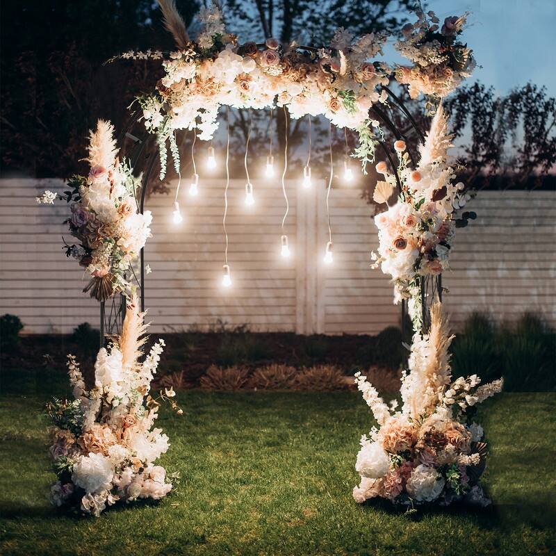 Steel Garden Arch Arbor Wedding Arch Backdrop Stand for Ceremony Party - Black