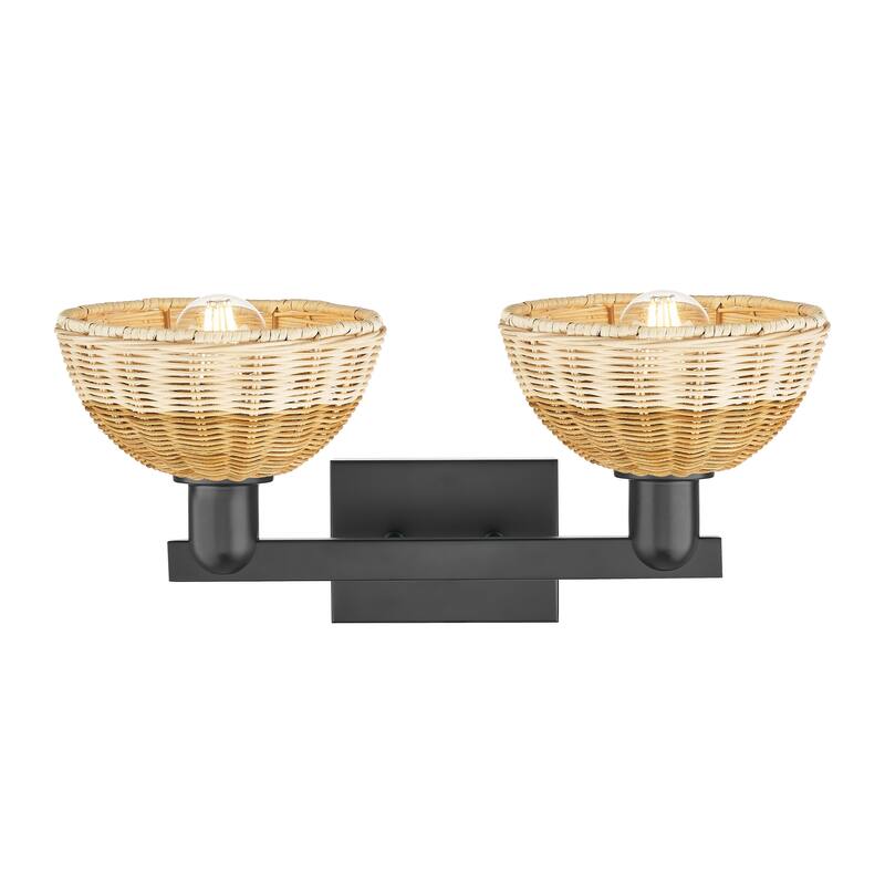 Innovations Lighting Downtown Urban - Natural Ballston Dome - 2 Light 16" Bath Vanity Light with Basketweave Shade
