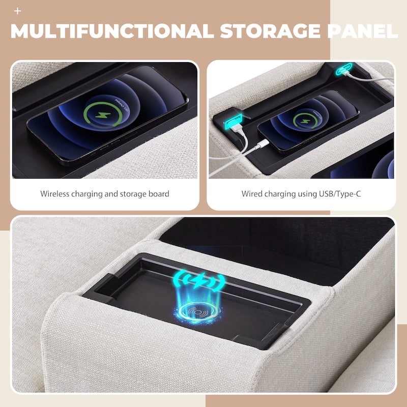 Modern L-Shaped Modular Sectional Sofa with Storage Console and USB Charging by Harper & Bright Designs