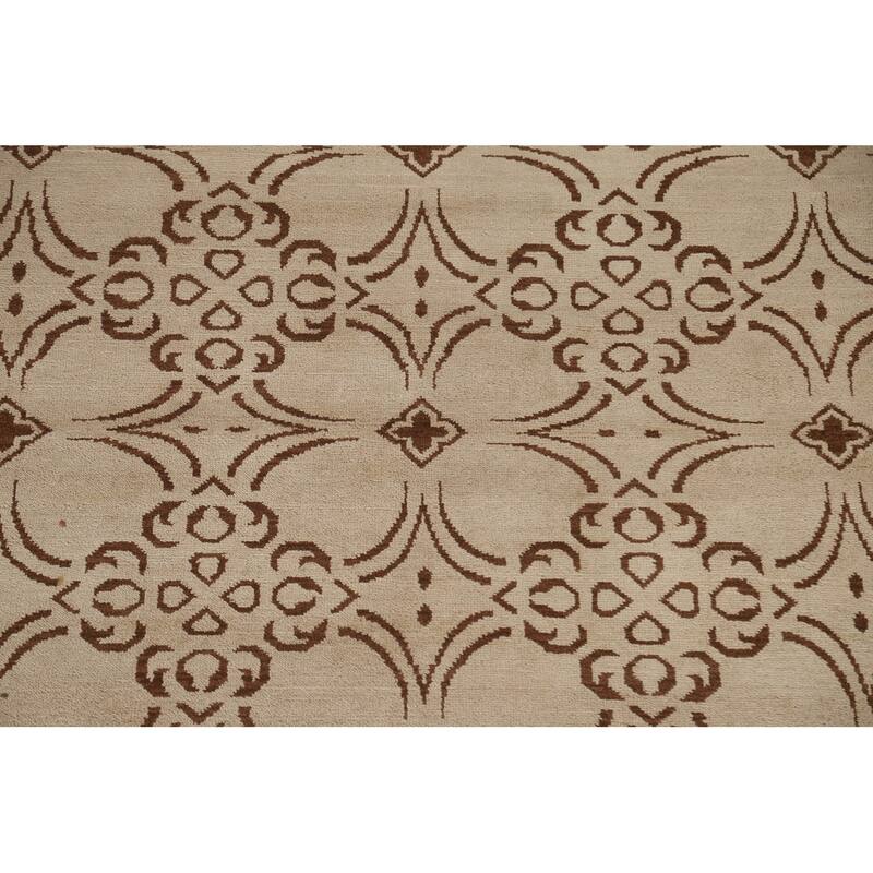 Hand Knotted Oriental 100% Wool Carpet Modern All-Over Beige & Ivories Art & Craft Area Rug - 10' 1'' X 8' 2''