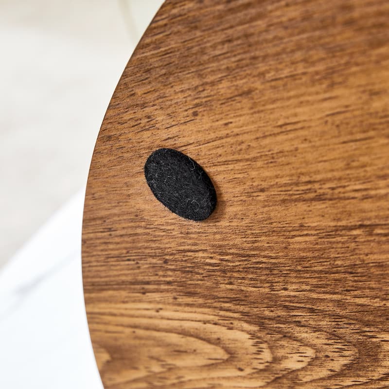 GDFStudio Marlowe Tempered Glass Coffee Table with Marble and Wood Texture Dual Base