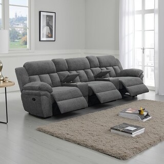 Jak Manual Recliner Sofa, 2 Consoles, Cushioned Tufted Seats