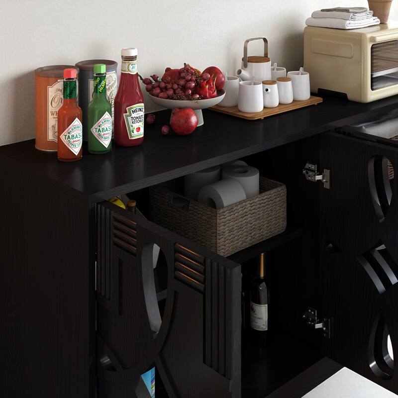 60.5" Mid Century Sideboard Buffet with Adjustable Shelves & Storage, TV Console Cabinet for Entryway & Dining Area