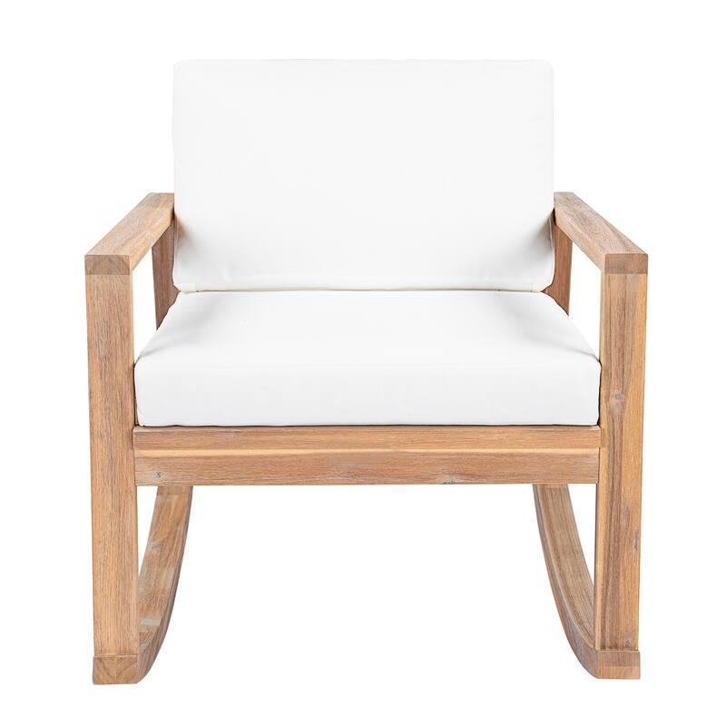 Christopher Knight Home Vaelorian Acacia Wood Outdoor Lounge Chair with Cushion