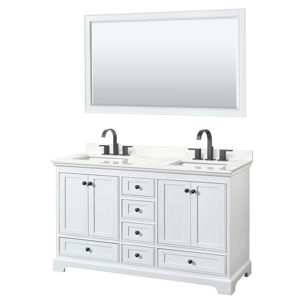 Deborah 60-inch Double Vanity, Quartz Top, 58-inch Mirror