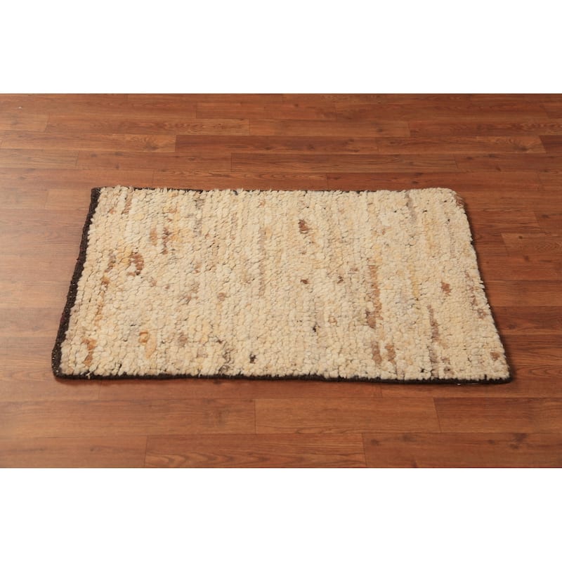 Moroccan Indian Accent Rug Handmade Abstract Foyer Wool Carpet - 2'0"x 3'0"