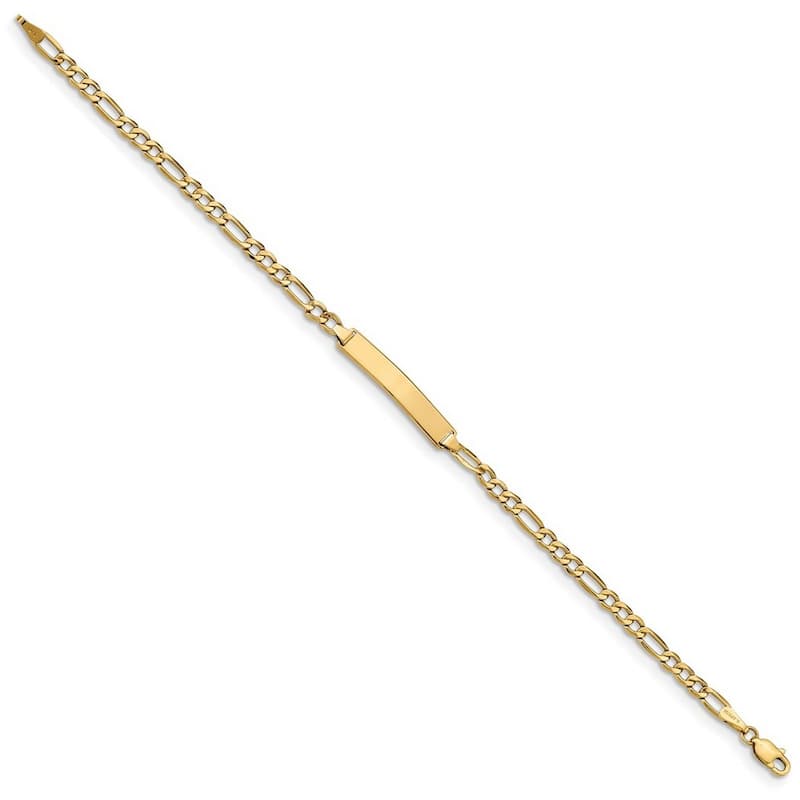 Curata 14k Yellow Gold 4.3mm Engravable Semi solid Figaro Link ID Bracelet