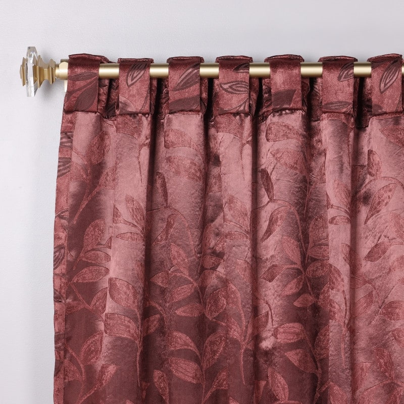 Superior Leaves Machine Washable Room Darkening Curtains with Back Tabs, Set of 2